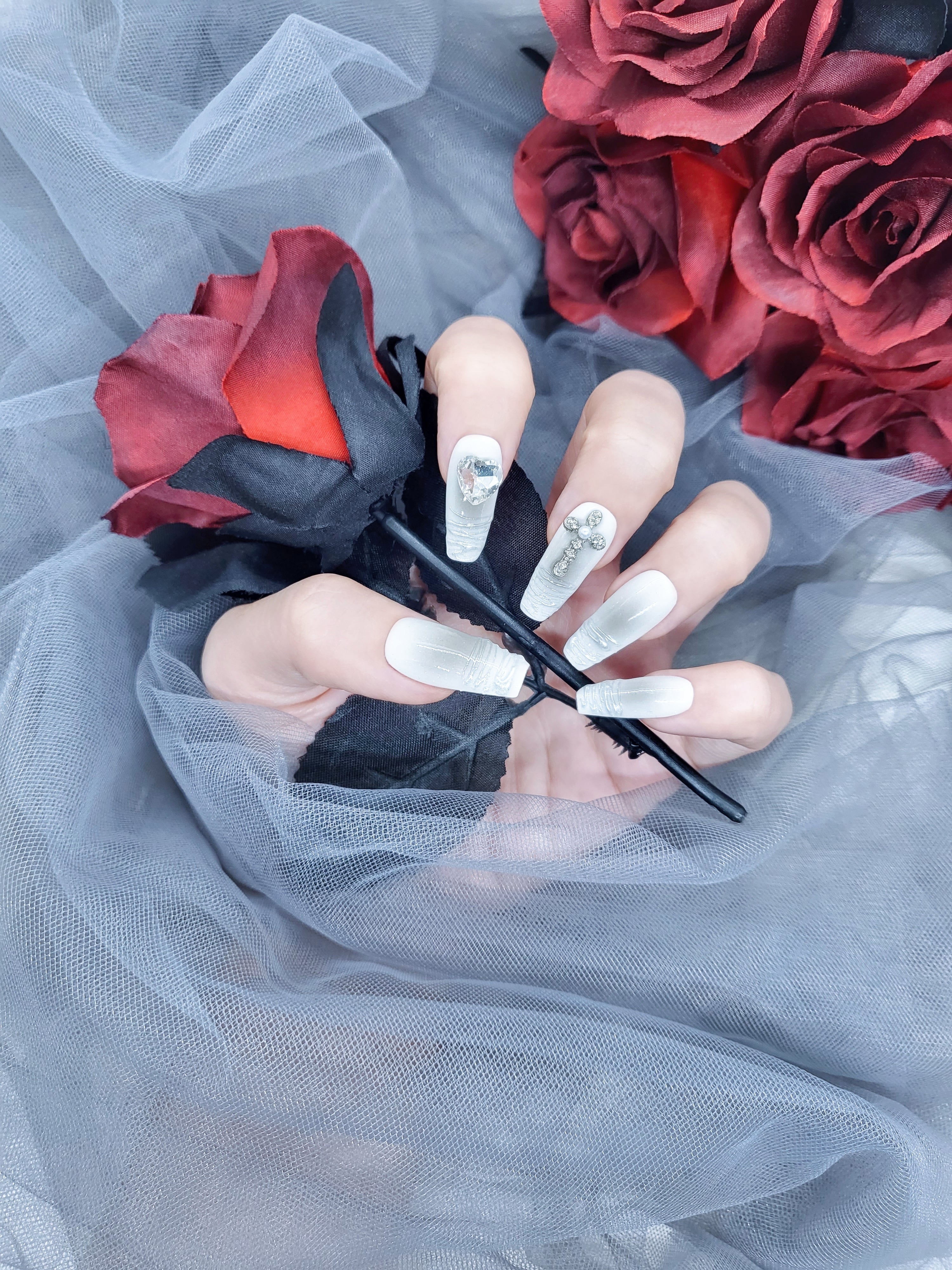 Divine Elegance: Eternal wedding white Press on nails Instant Manicure AU