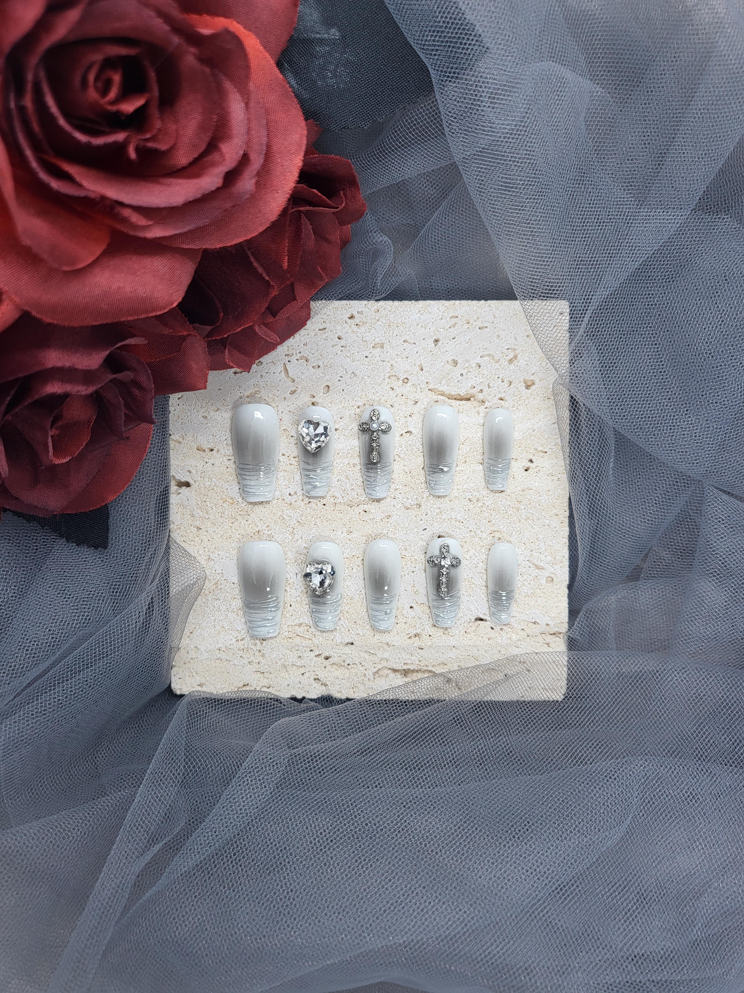 Divine Elegance: Eternal wedding white Press on nails Instant Manicure AU