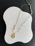 Lustrous Ripple Pearl Necklace: 925 sterling silver with 18k Vintage Gold, Fresh water pearls, Luxe Wedding Design